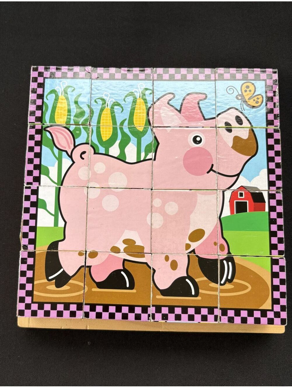 Melissa & Doug Wooden Cube Puzzle Farm - 16 Wooden Blocks with 6 Scenes